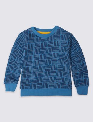 Pure Cotton Geometric Print Sweatshirt